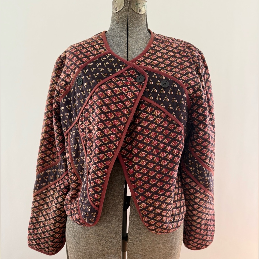 Vintage Adini Indian Block Print Quilted Jacket